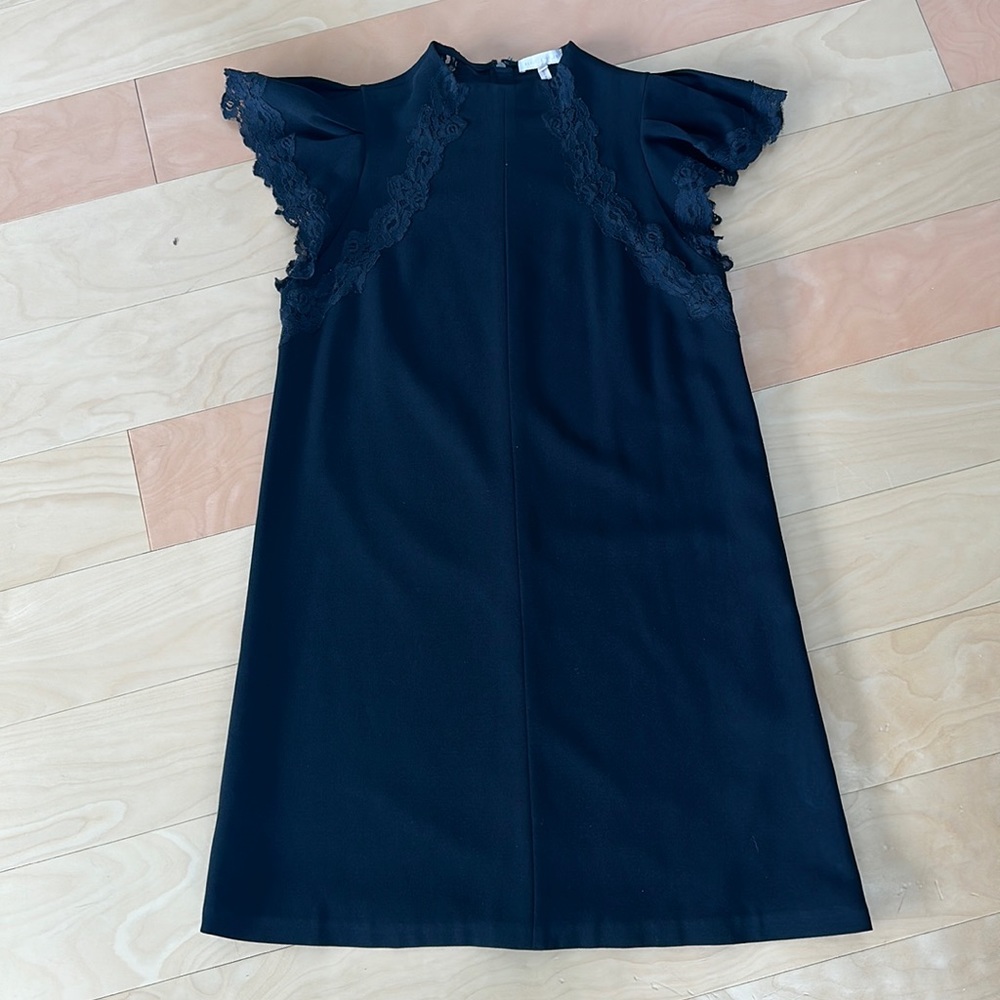 Rebecca Taylor Black Sheath Dress with Lace